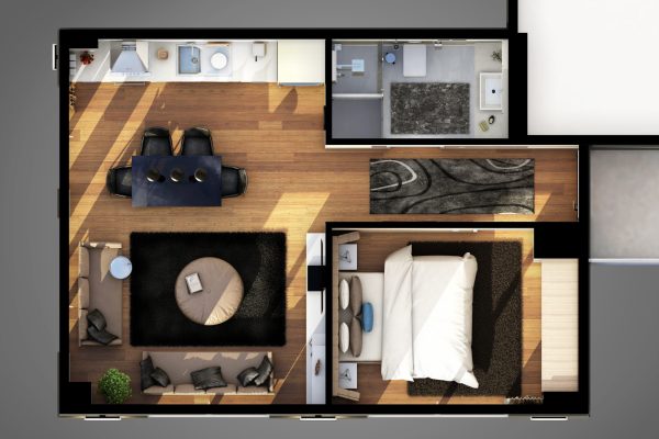 3d render apartment floor plan