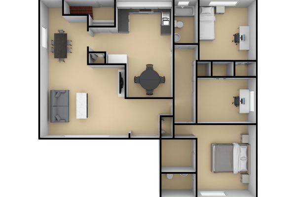 3d floor plan for real estate. Illustration floor plan. Color floor plan for marketing.
